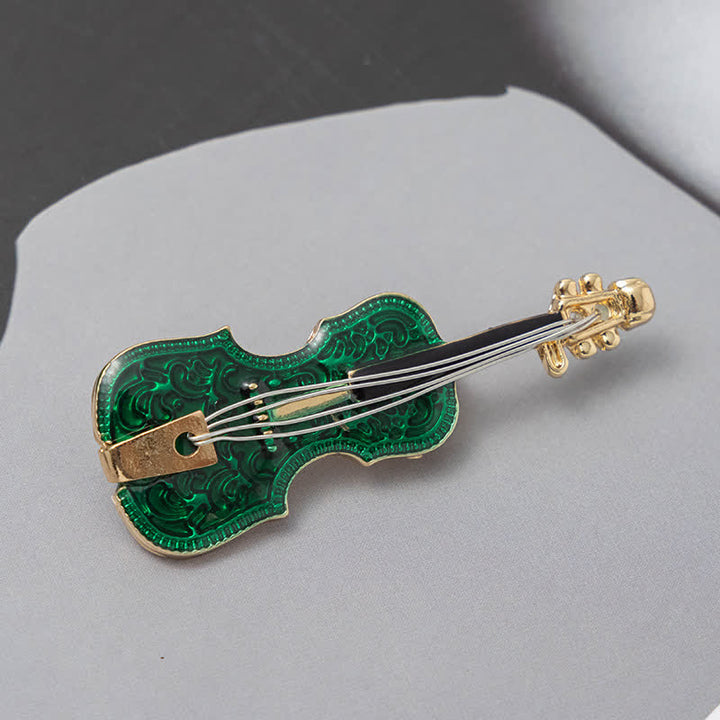Broche en émail créative pour femme en forme de violon musical