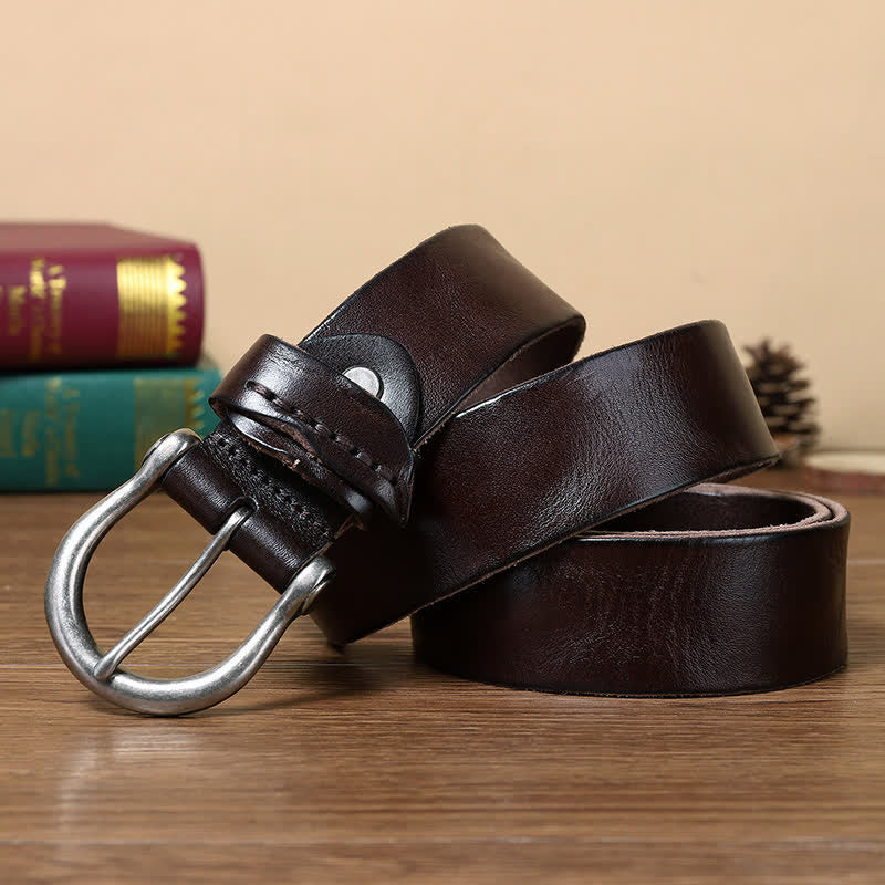 Ceinture en cuir simple et polyvalente à effet vieilli