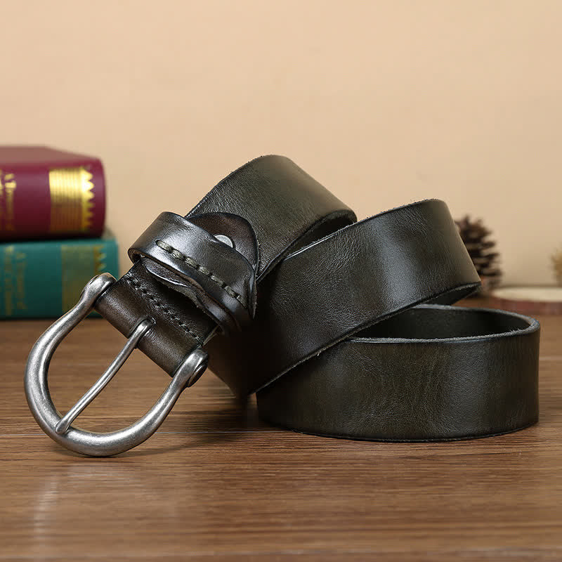 Ceinture en cuir simple et polyvalente à effet vieilli