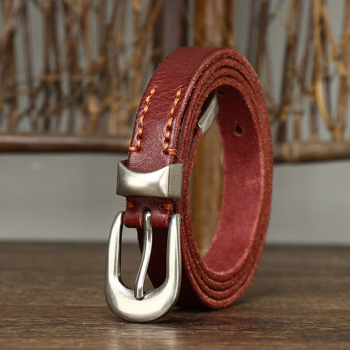 Ceinture en cuir étroite et fine pour femme de style rétro