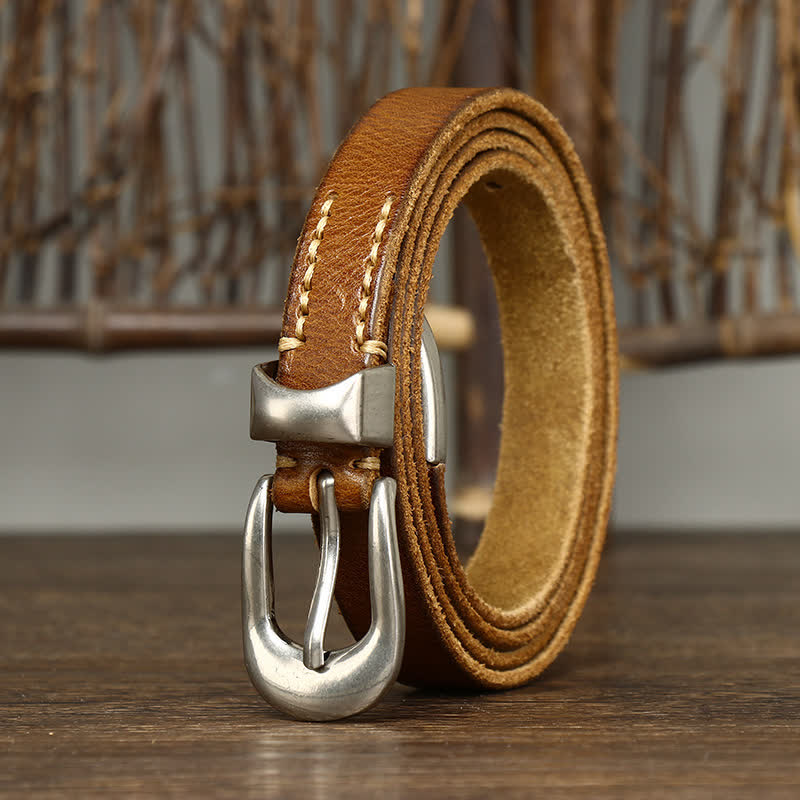 Ceinture en cuir étroite et fine pour femme de style rétro