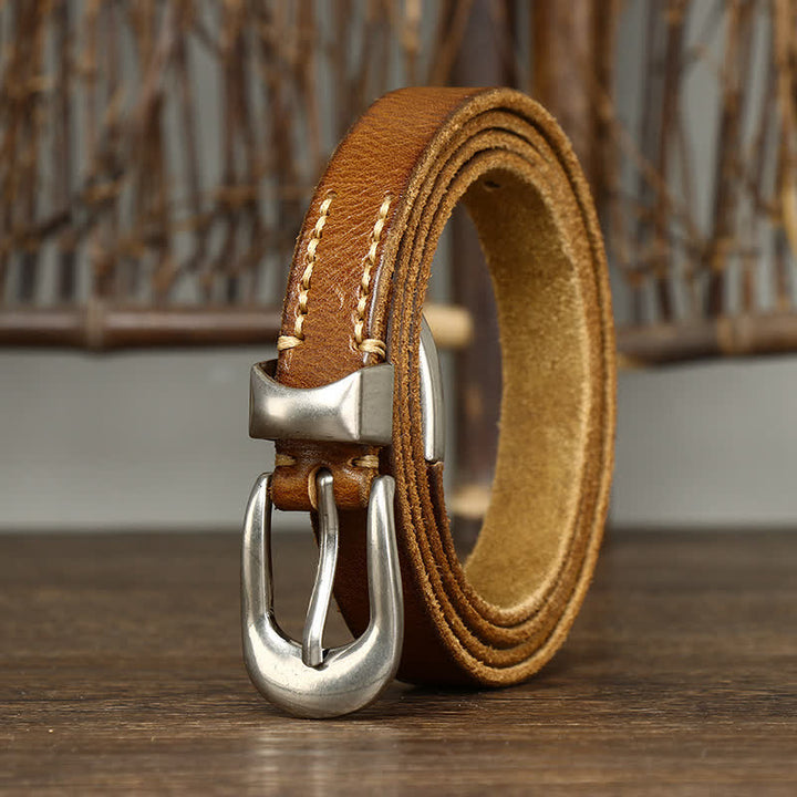 Ceinture en cuir étroite et fine pour femme de style rétro