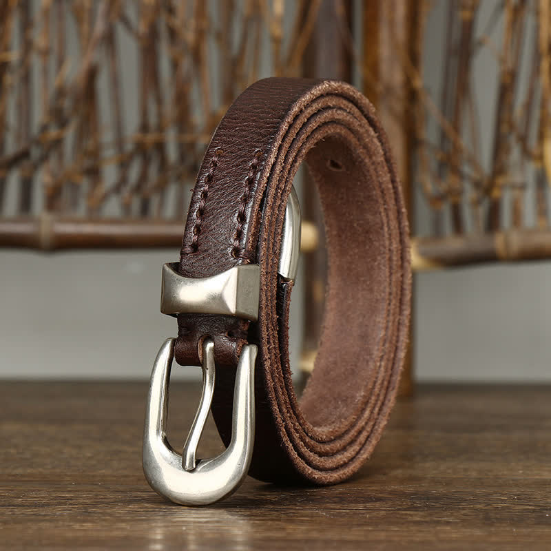 Ceinture en cuir étroite et fine pour femme de style rétro