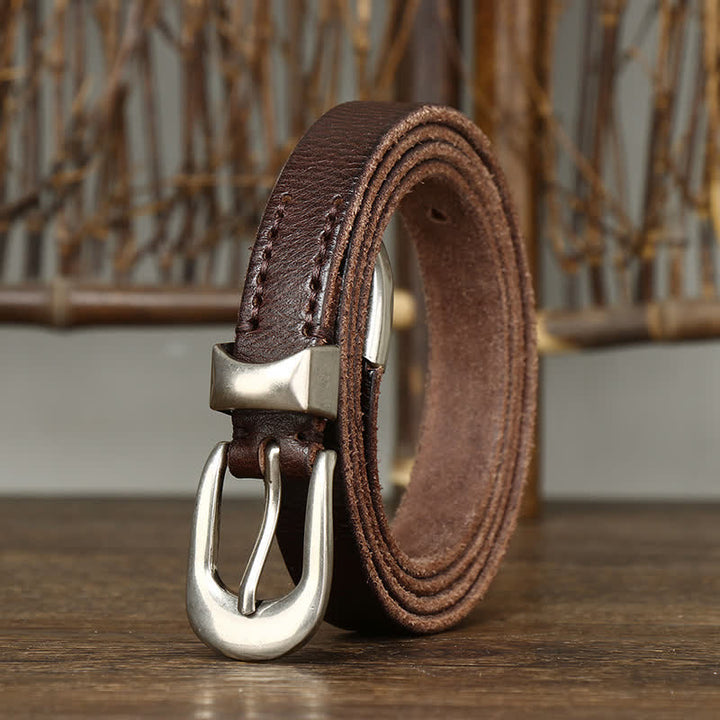 Ceinture en cuir étroite et fine pour femme de style rétro