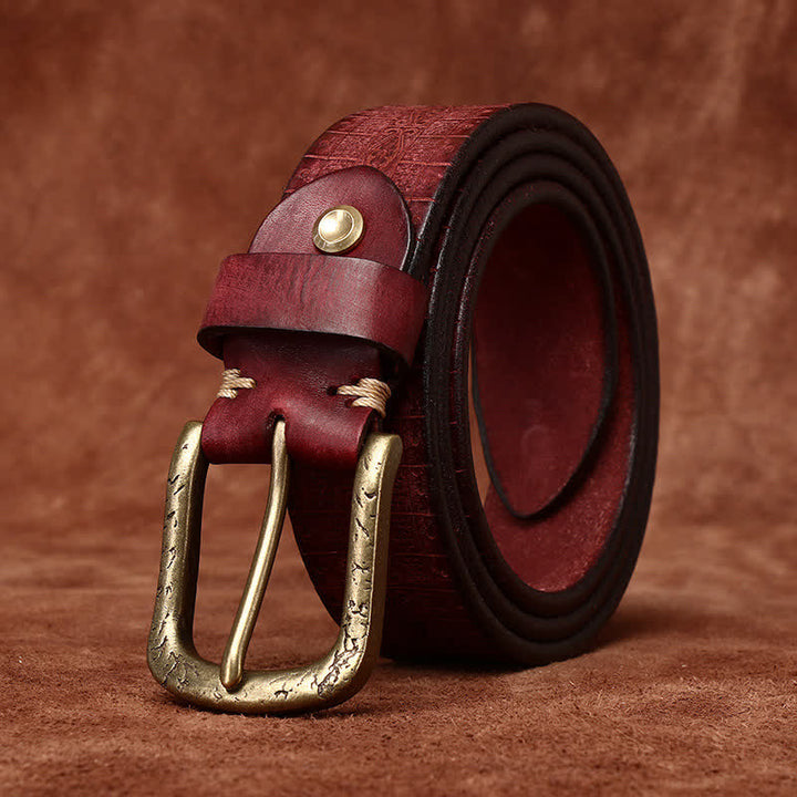 Ceinture en cuir épais à motif sculpté et gaufré de style occidental