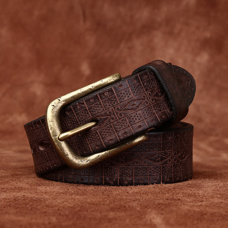 Ceinture en cuir épais à motif sculpté et gaufré de style occidental