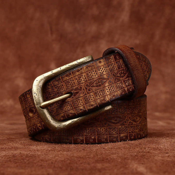 Ceinture en cuir épais à motif sculpté et gaufré de style occidental