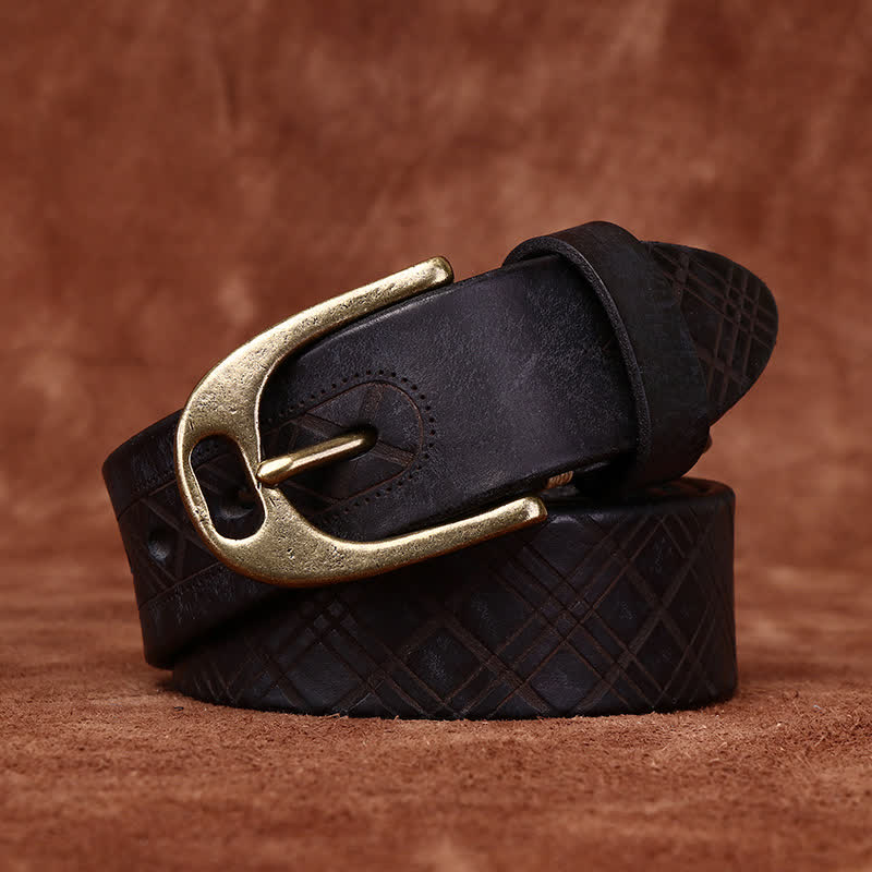 Ceinture en cuir épais avec motif diamant en relief personnalisé