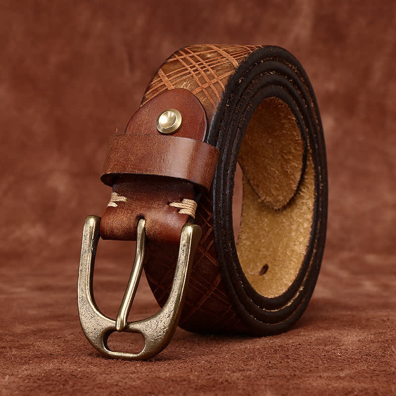 Ceinture en cuir épais avec motif diamant en relief personnalisé