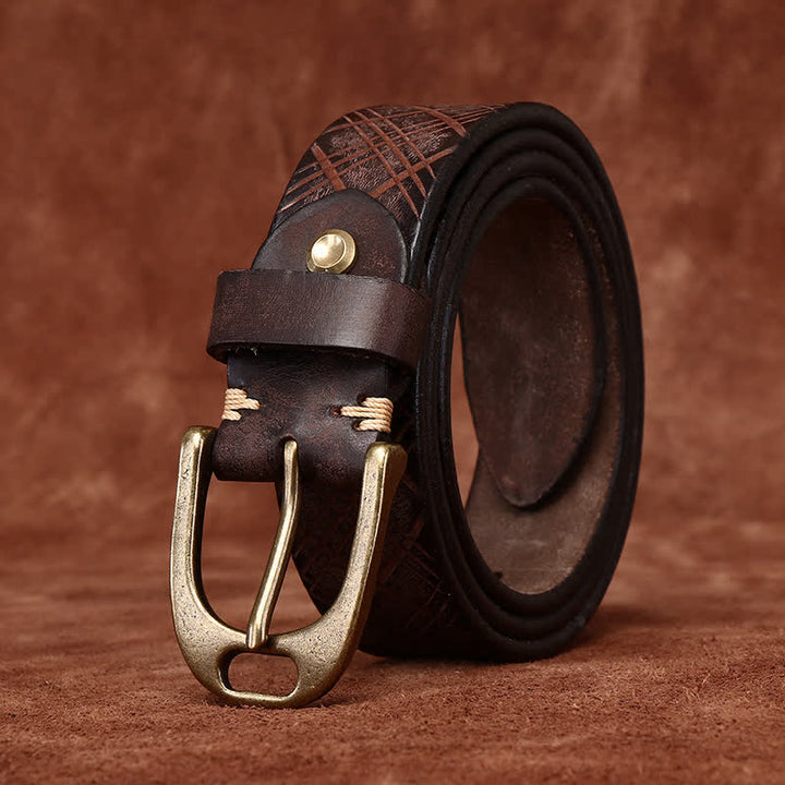 Ceinture en cuir épais avec motif diamant en relief personnalisé