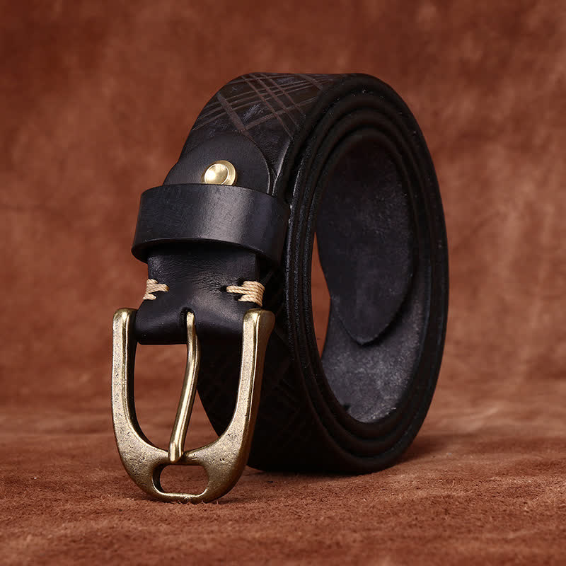 Ceinture en cuir épais avec motif diamant en relief personnalisé