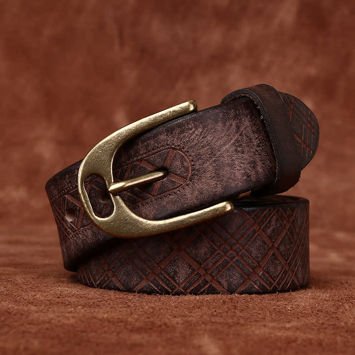 Ceinture en cuir épais avec motif diamant en relief personnalisé