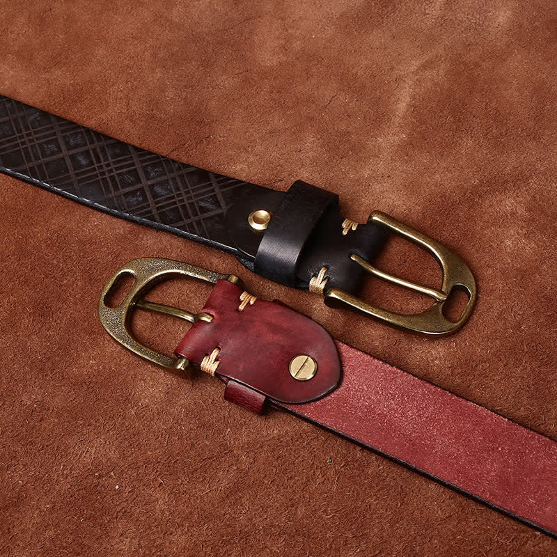 Ceinture en cuir épais avec motif diamant en relief personnalisé
