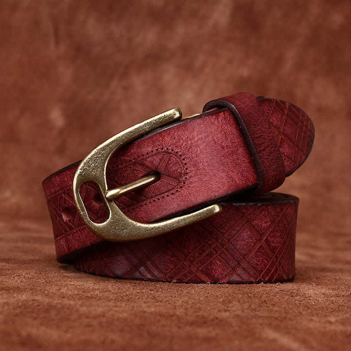 Ceinture en cuir épais avec motif diamant en relief personnalisé