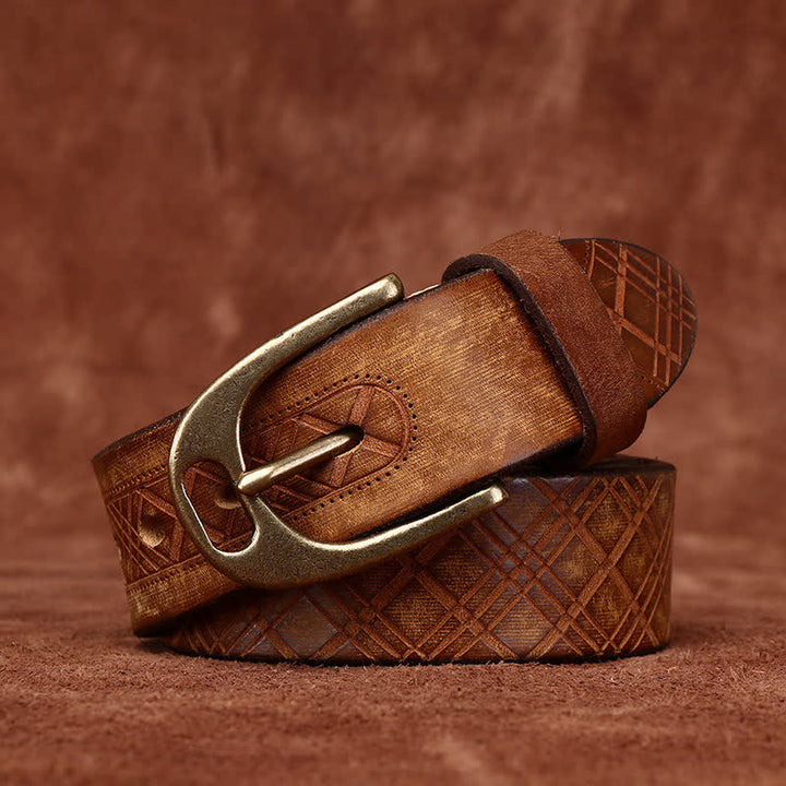 Ceinture en cuir épais avec motif diamant en relief personnalisé