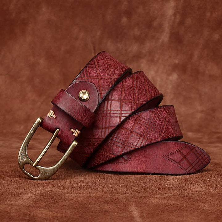 Ceinture en cuir épais avec motif diamant en relief personnalisé