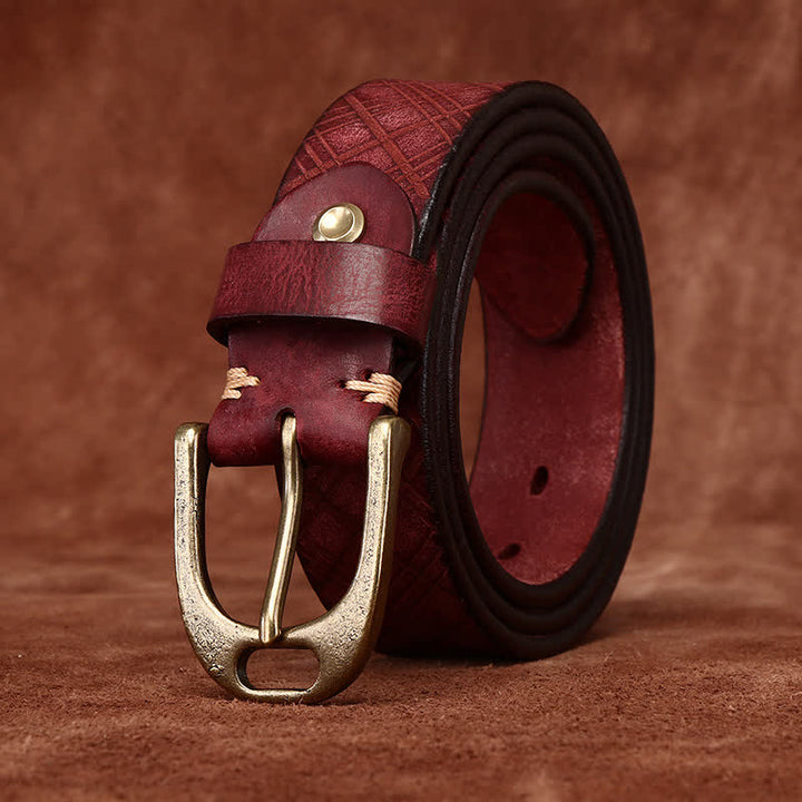 Ceinture en cuir épais avec motif diamant en relief personnalisé