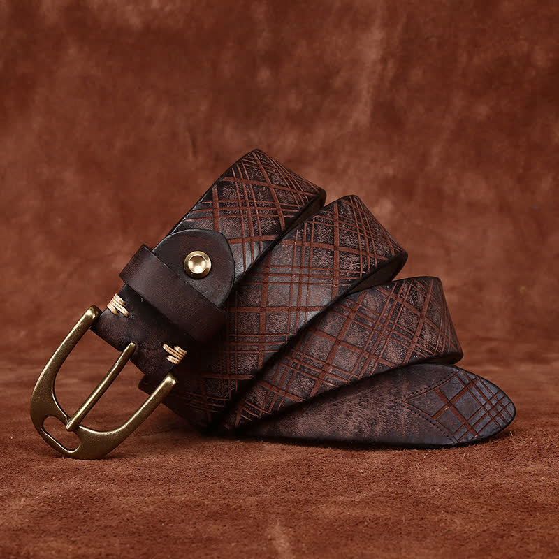 Ceinture en cuir épais avec motif diamant en relief personnalisé