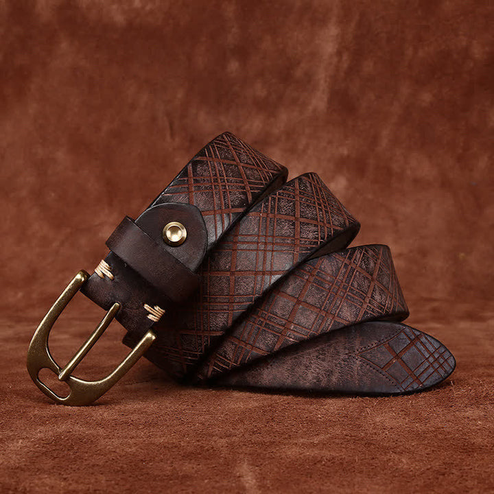 Ceinture en cuir épais avec motif diamant en relief personnalisé