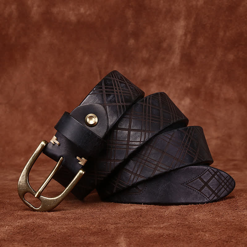 Ceinture en cuir épais avec motif diamant en relief personnalisé