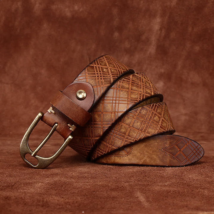 Ceinture en cuir épais avec motif diamant en relief personnalisé