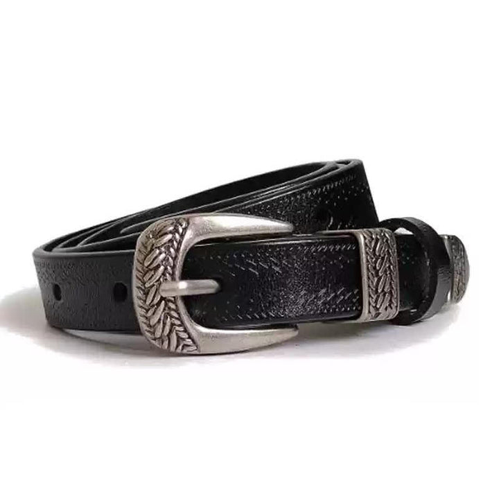 Ceinture en cuir à boucle sculptée décorative décontractée pour femme