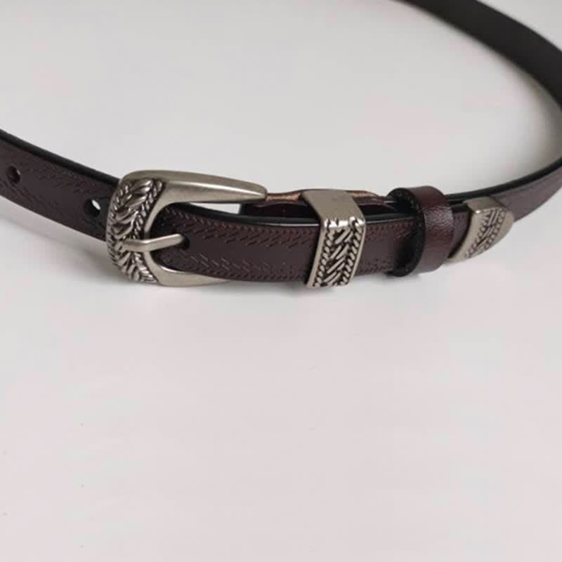 Ceinture en cuir à boucle sculptée décorative décontractée pour femme