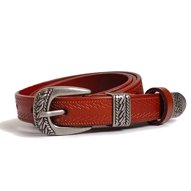 Ceinture en cuir à boucle sculptée décorative décontractée pour femme
