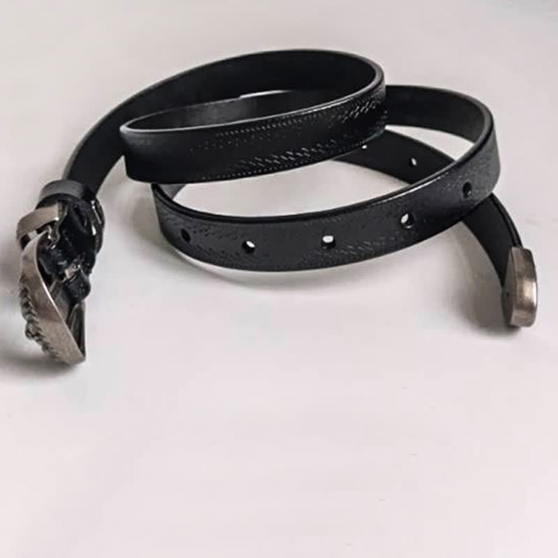 Ceinture en cuir à boucle sculptée décorative décontractée pour femme
