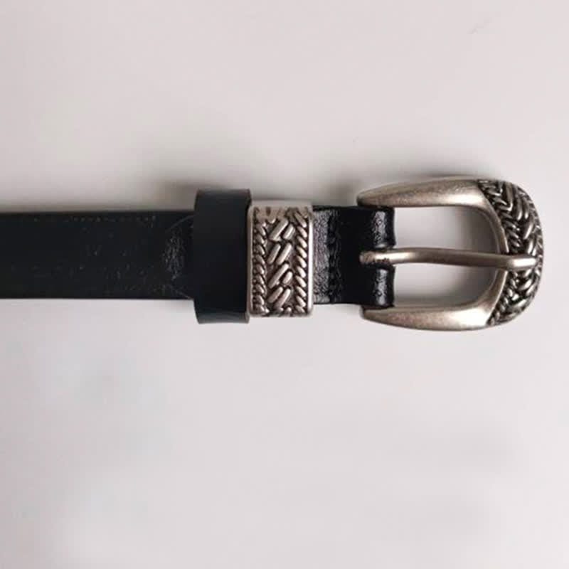 Ceinture en cuir à boucle sculptée décorative décontractée pour femme