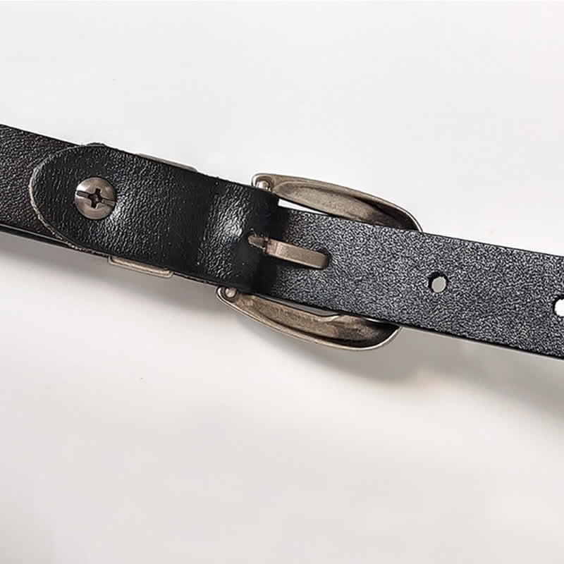 Ceinture en cuir à boucle sculptée décorative décontractée pour femme