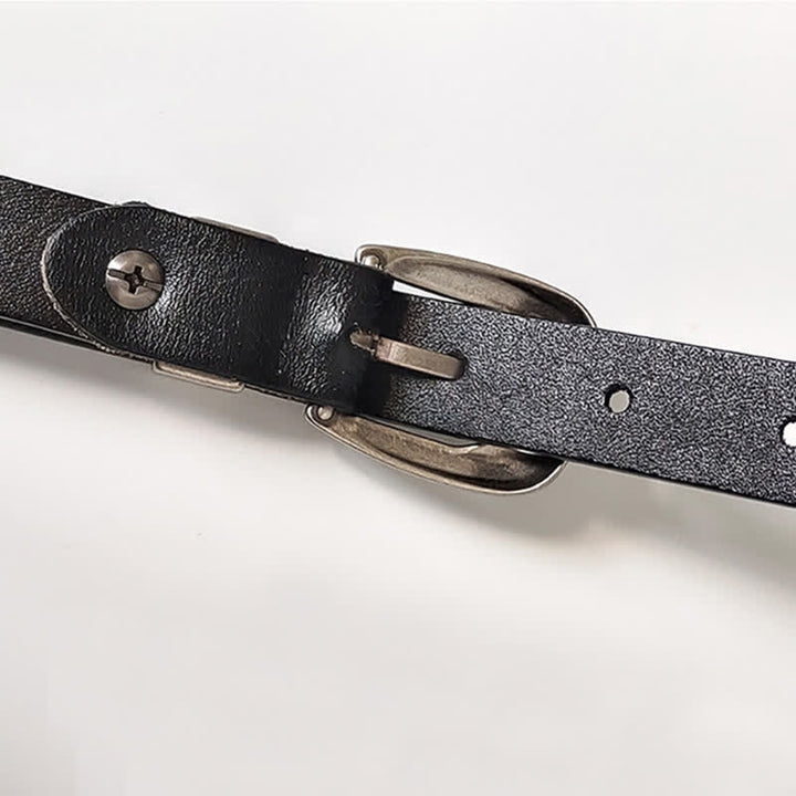 Ceinture en cuir à boucle sculptée décorative décontractée pour femme