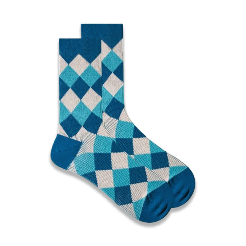 Chaussettes en coton à motif diamant amusant