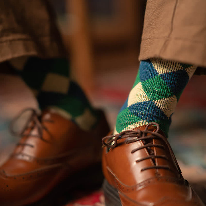 Chaussettes en coton à motif diamant amusant