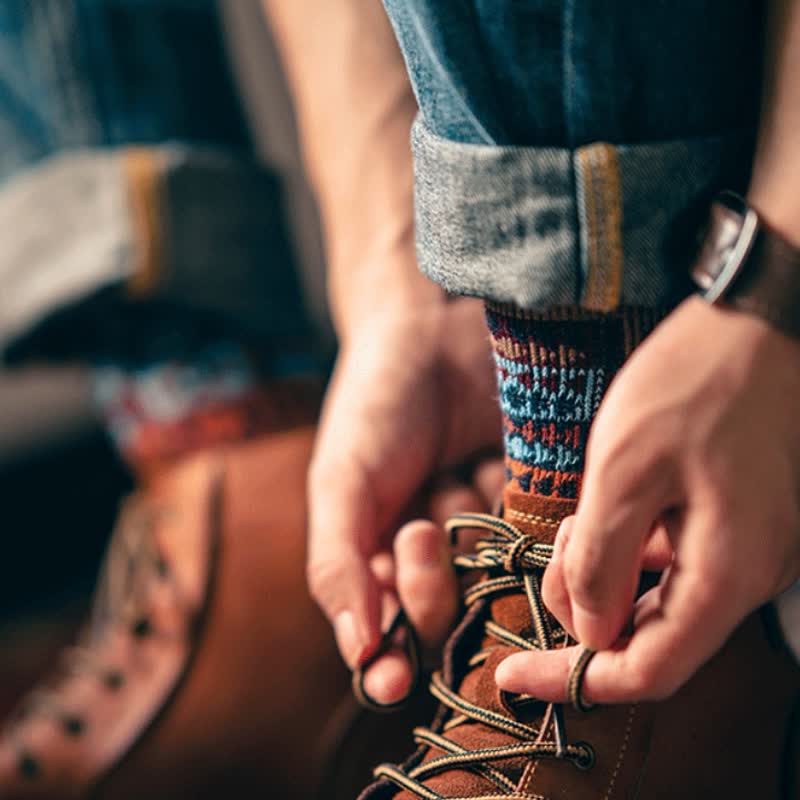 Chaussettes en coton à motif ethnique tribal vintage