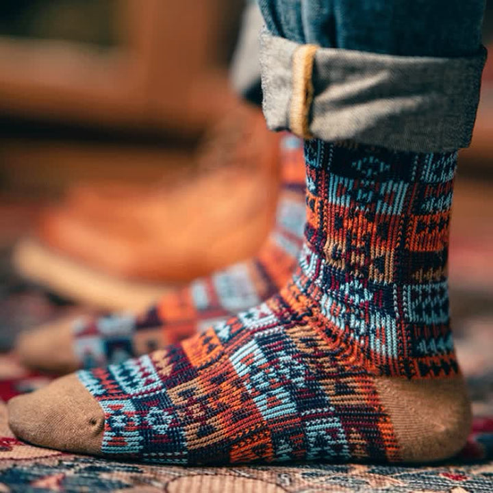 Chaussettes en coton à motif ethnique tribal vintage