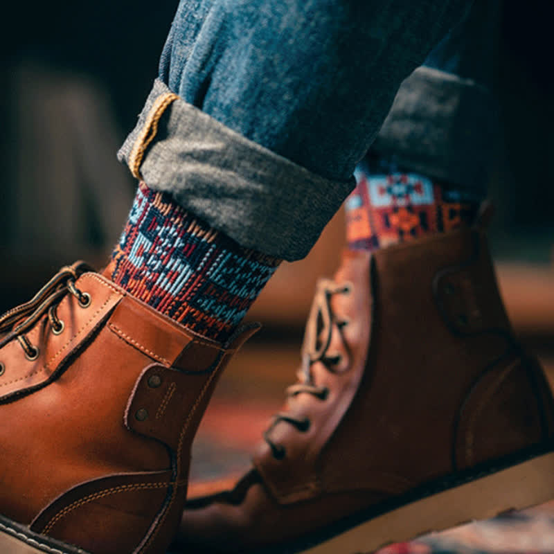 Chaussettes en coton à motif ethnique tribal vintage