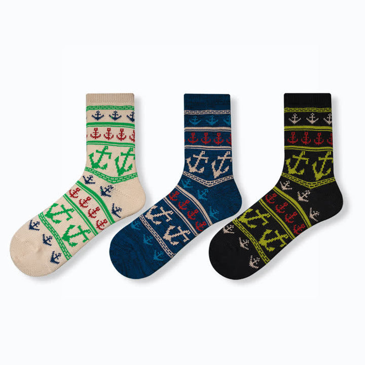 Chaussettes en coton à imprimé ancres nautiques