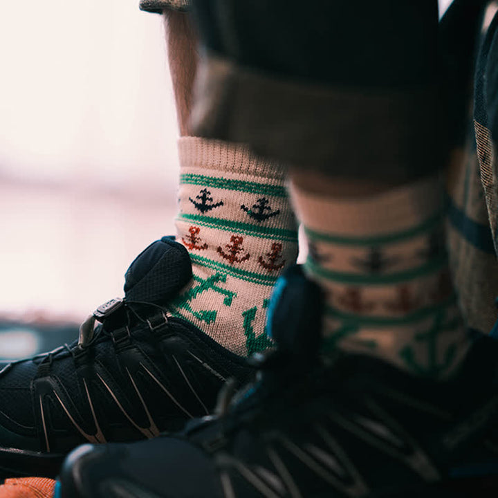 Chaussettes en coton à imprimé ancres nautiques