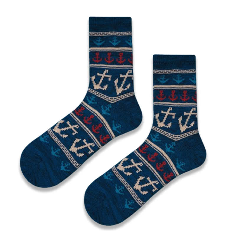 Chaussettes en coton à imprimé ancres nautiques
