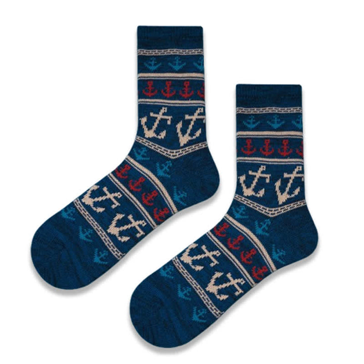 Chaussettes en coton à imprimé ancres nautiques