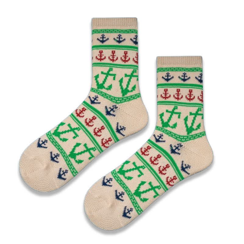 Chaussettes en coton à imprimé ancres nautiques