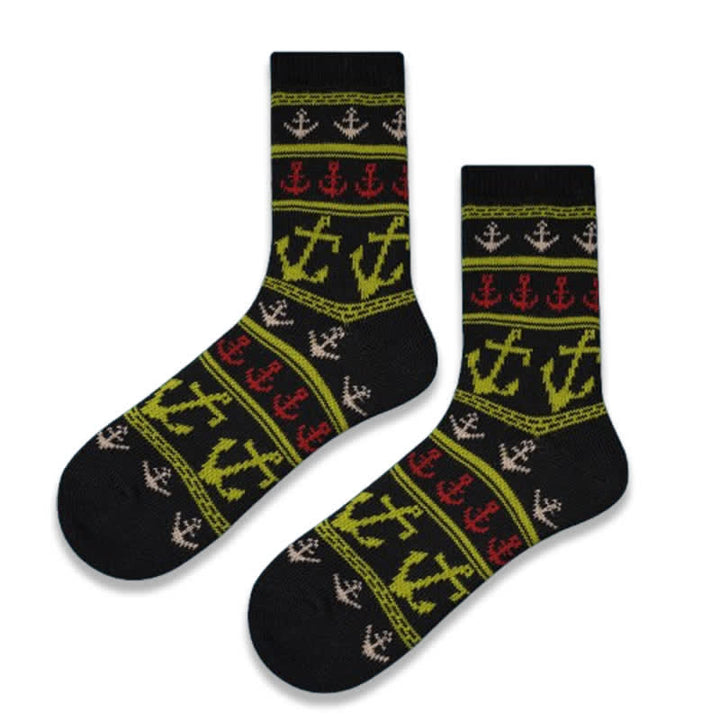 Chaussettes en coton à imprimé ancres nautiques