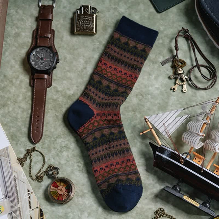 Chaussettes en coton à motifs ethniques tribaux colorés