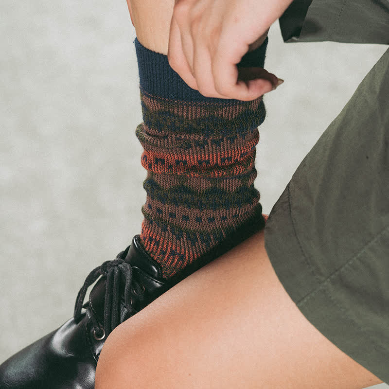 Chaussettes en coton à motifs ethniques tribaux colorés