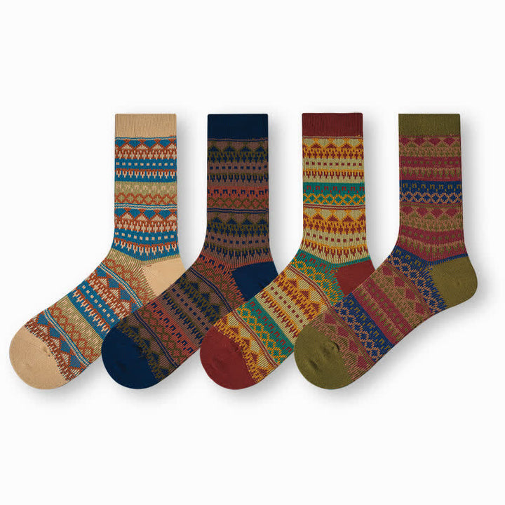 Chaussettes en coton à motifs ethniques tribaux colorés