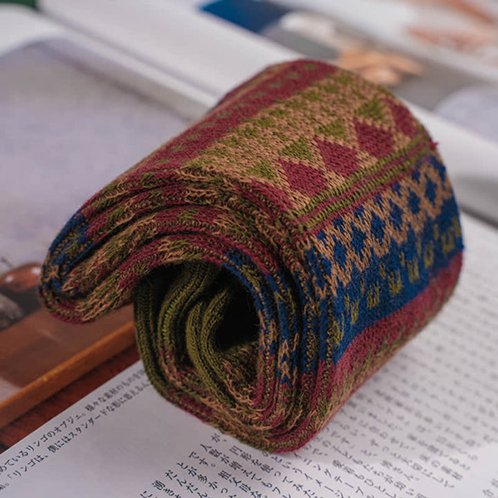 Chaussettes en coton à motifs ethniques tribaux colorés