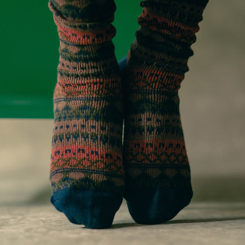 Chaussettes en coton à motifs ethniques tribaux colorés