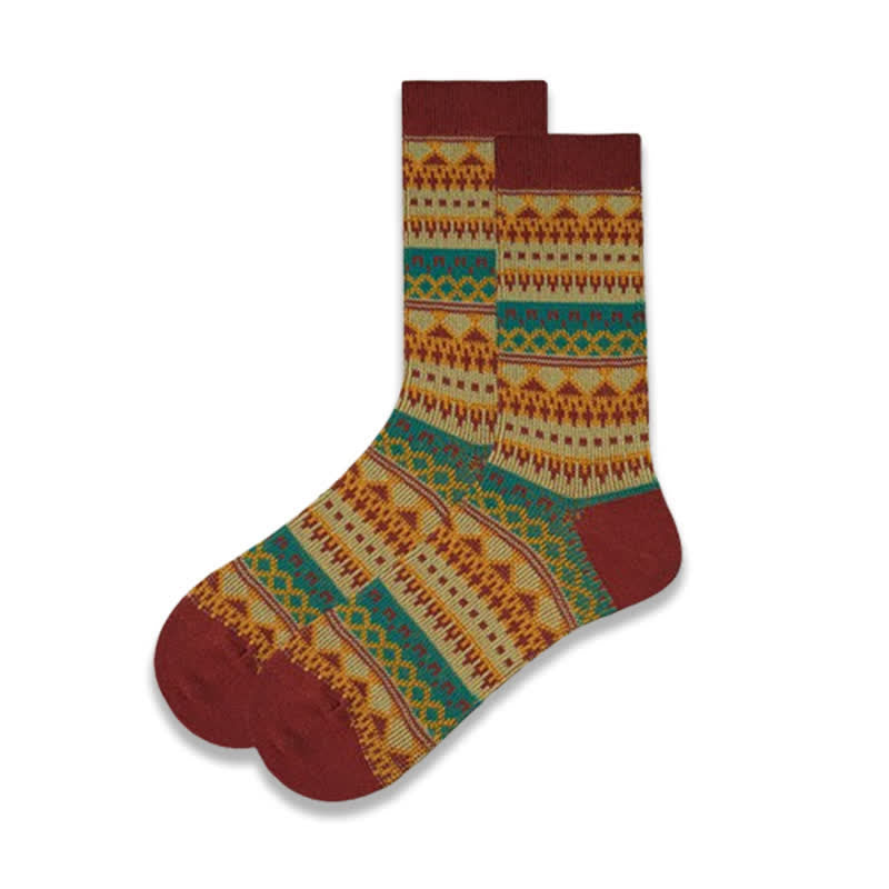 Chaussettes en coton à motifs ethniques tribaux colorés