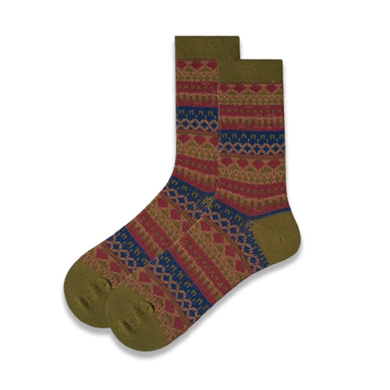 Chaussettes en coton à motifs ethniques tribaux colorés